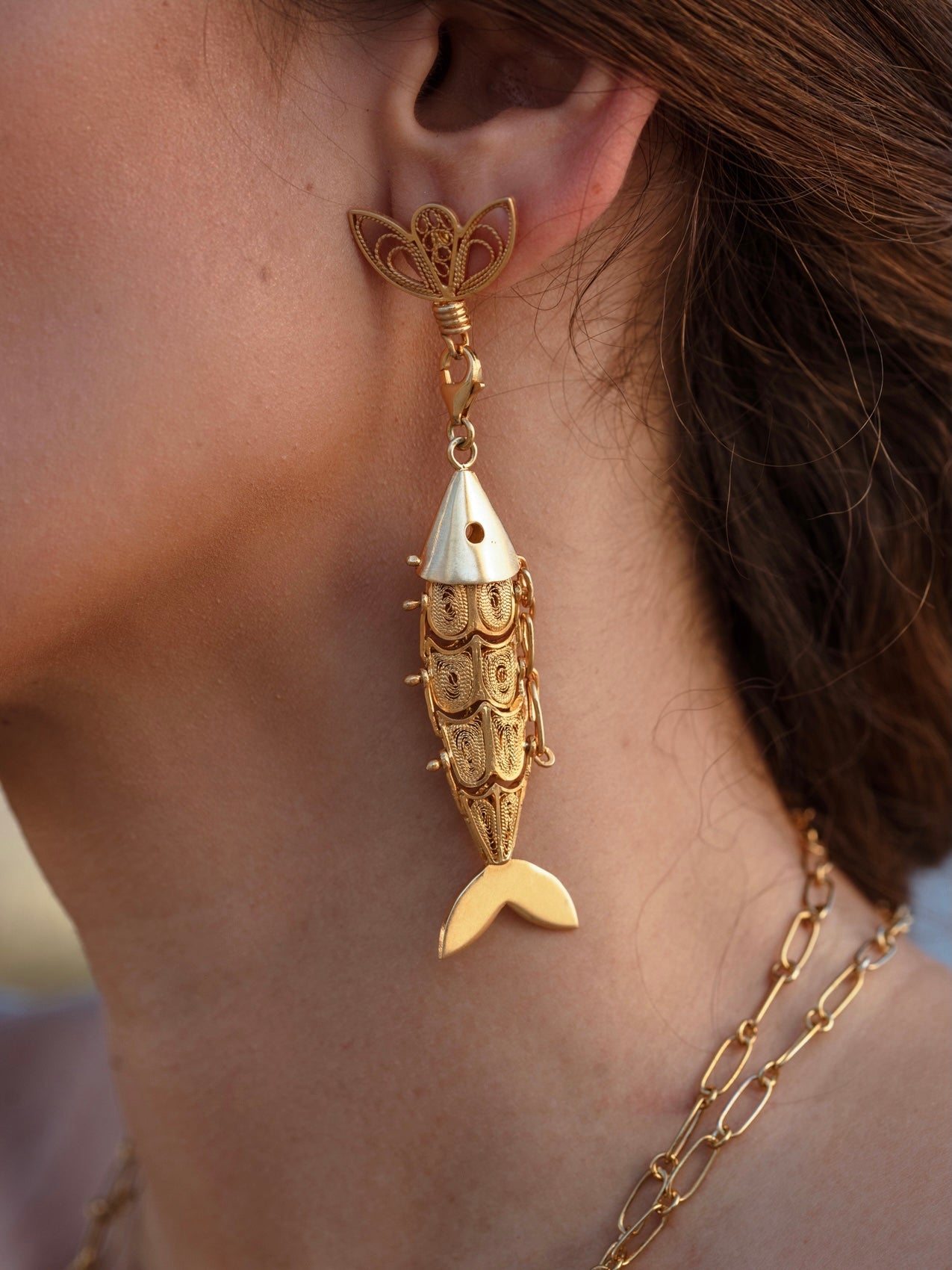 Gold Sardine Pendant